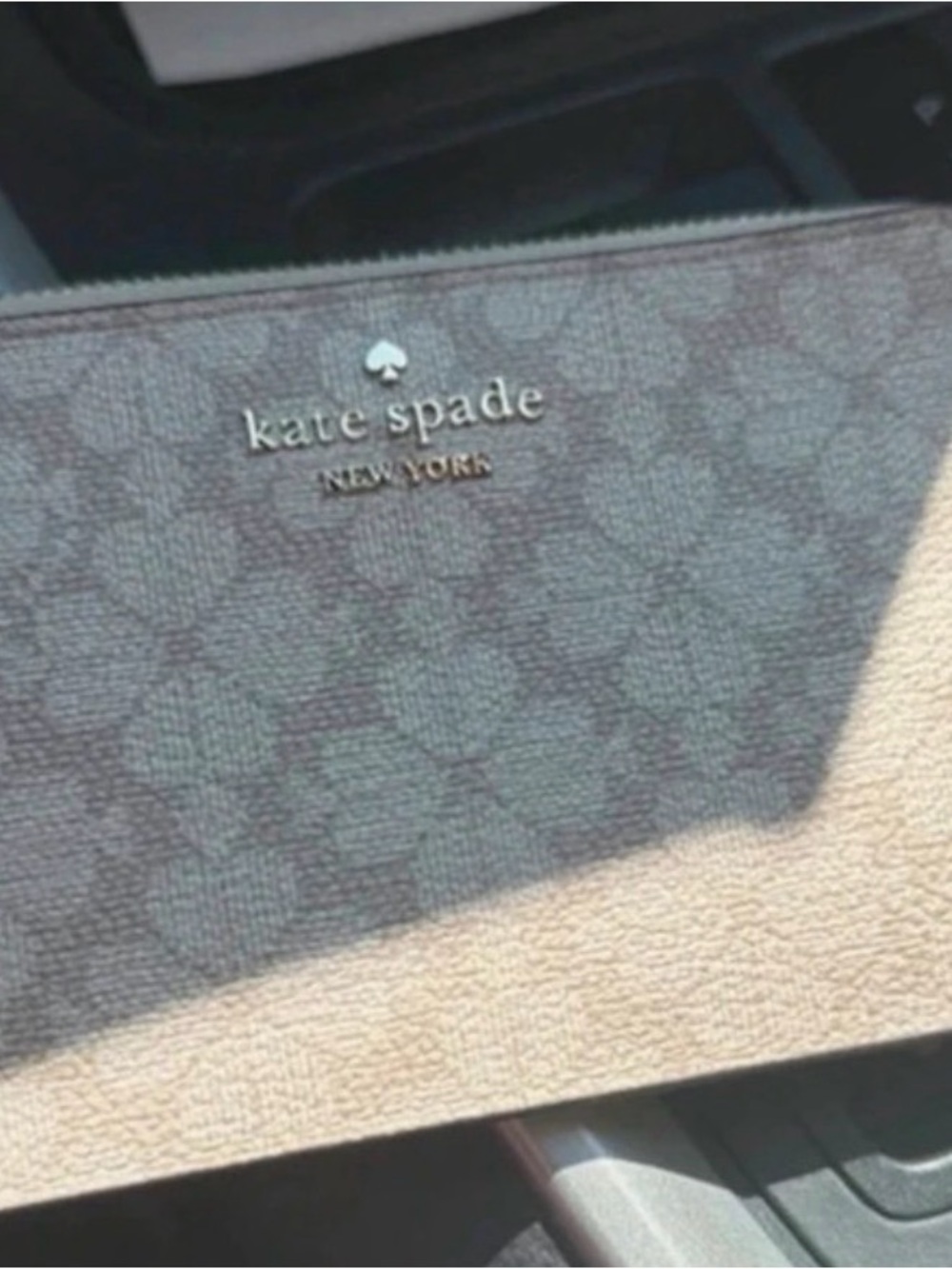 kate spade New York Taupe Signature Pattern Zip Pouch